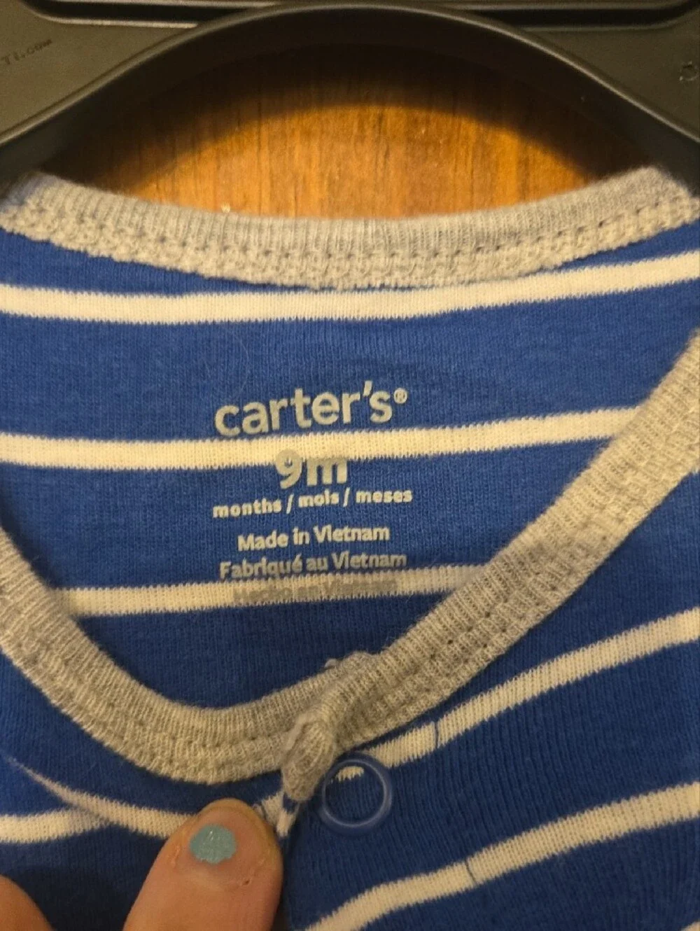 Carter's Blue White Striped One-Piece with Yellow Truck